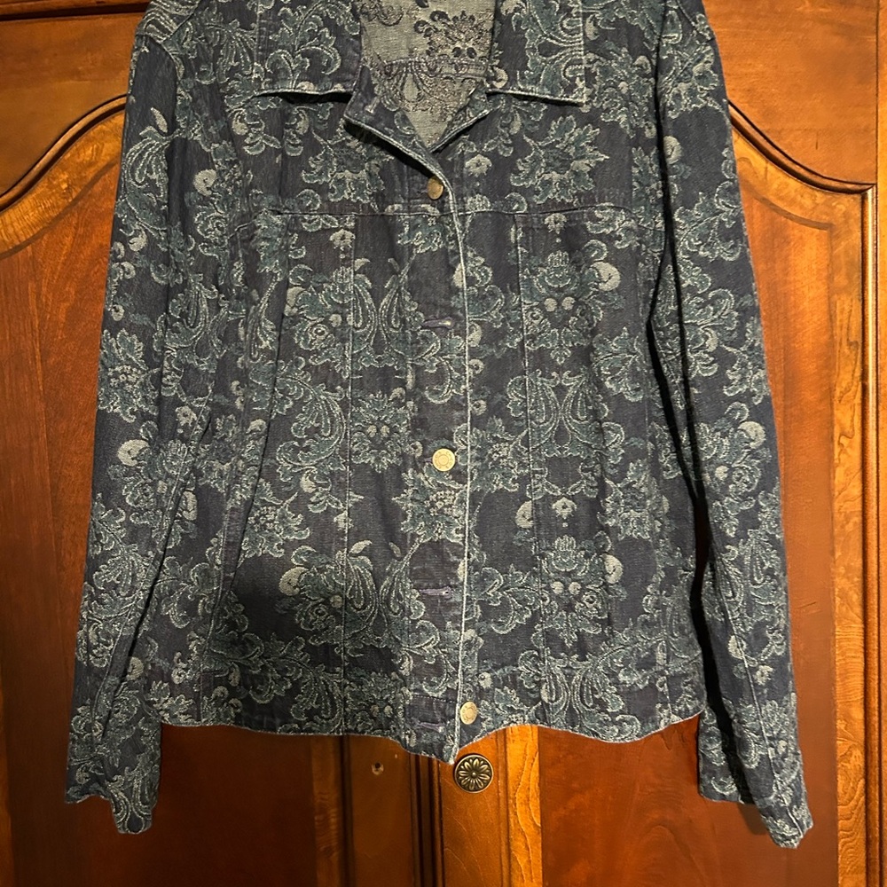 Chico's Blue Floral Jean Jacket